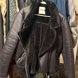 Zara Black Faux Fur Jacket
